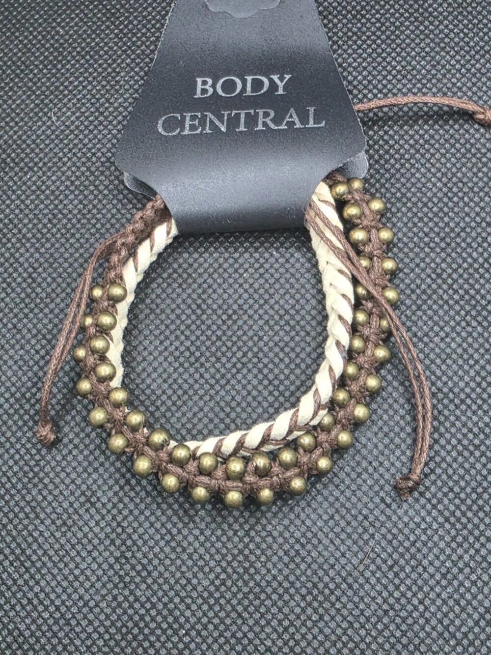 Body Central Braided Boho Bracelet Set Brown & Cream Adjustable Beaded Jewelry